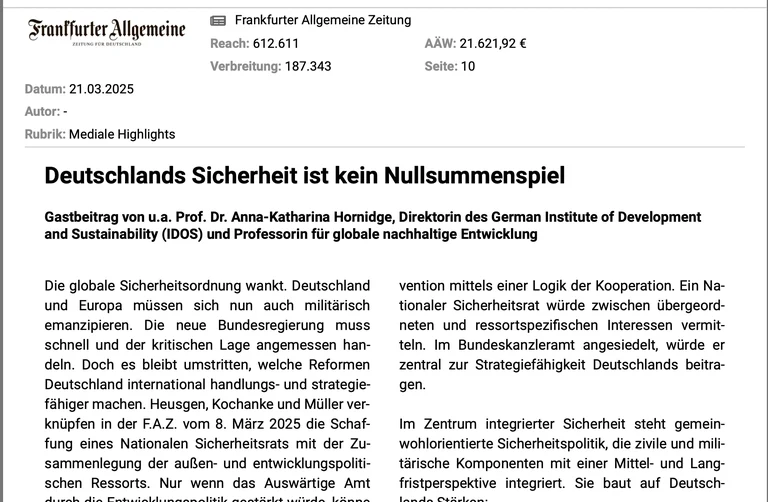 GASTBEITRAG VON PROF. DR. ANNA-KATHARINA HORNIDGE - DEUTSCHLANDS SICHERHEITSPOLITIK DER ZUKUNFT
