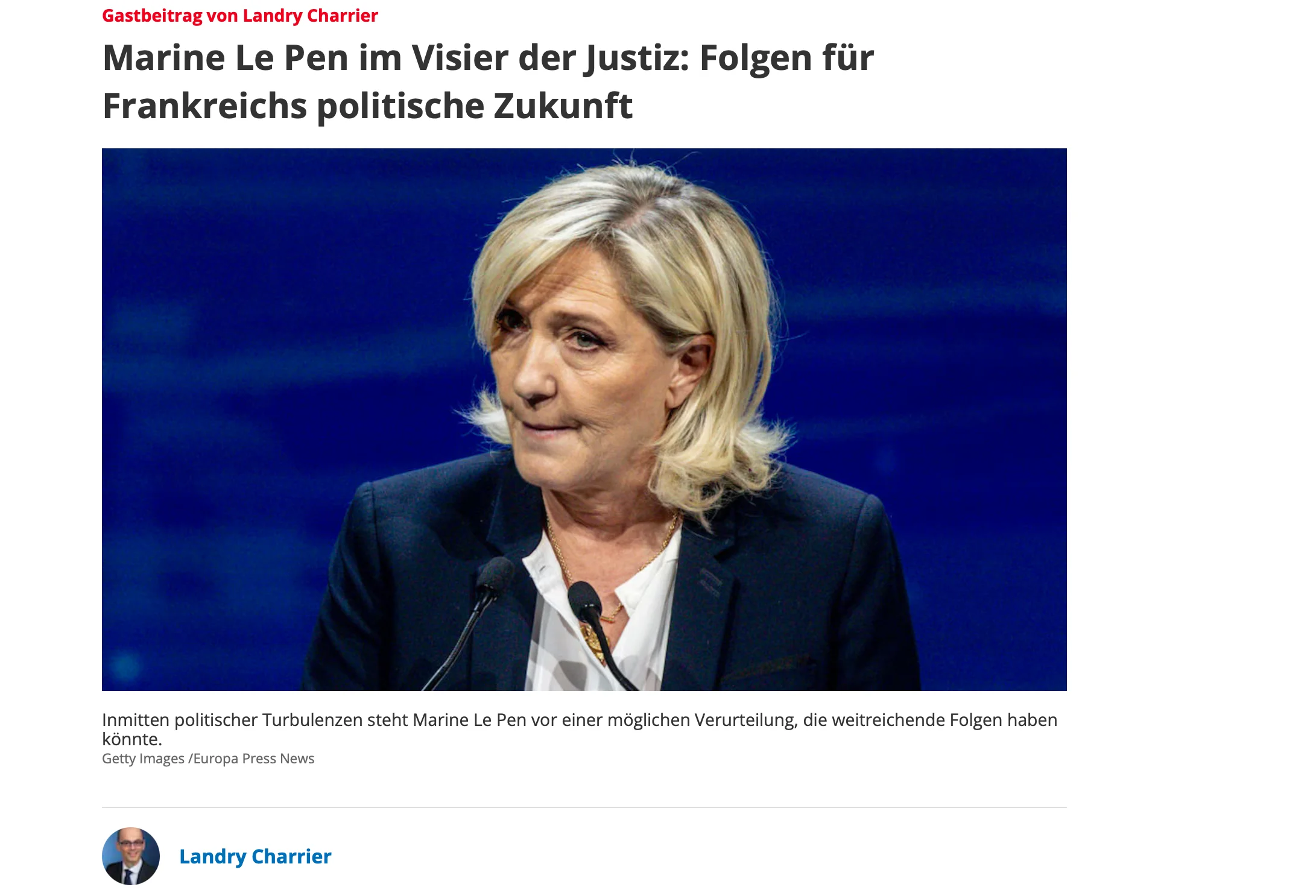 Dr. habil. Laundry Charrier - Marine Le Pen im Visier der Justiz: Folgen für Frankreichs politische Zukunft