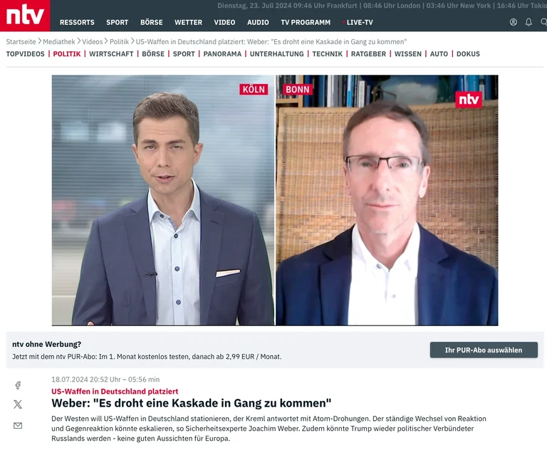 Dr. Weber im NTV-Interview