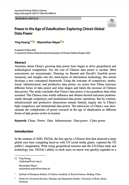 Power in the Age of Datafication: Exploring China’s Global Data Power