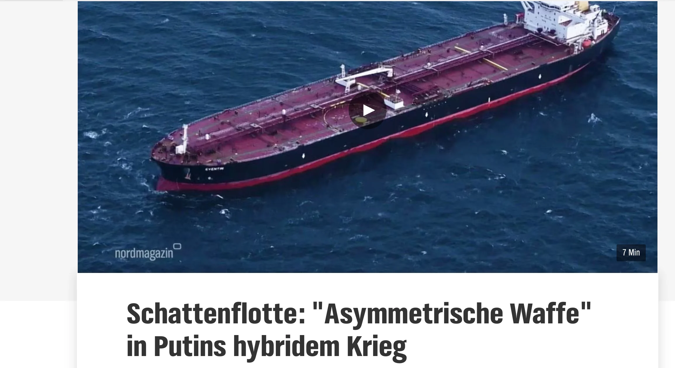Moritz Brake: Russlands Schattenflotte als "asymmetrische Waffe" im hybriden Krieg