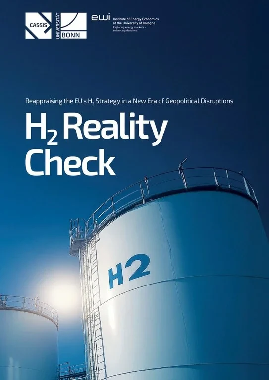 The report "H2-Reality Check. Reappraising the EU's H2 Strategy in a New Era of Geopolitical Disruptions", published in March 2025.