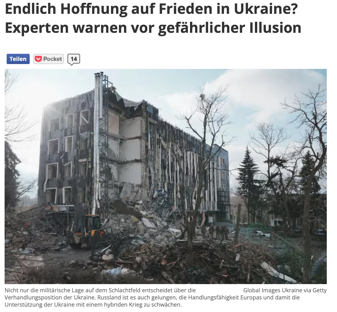 Hans-Dieter Heumann in Focus Online on the Danger of Flawed Peace Negotiations and False Hopes for Ukraine and Europe