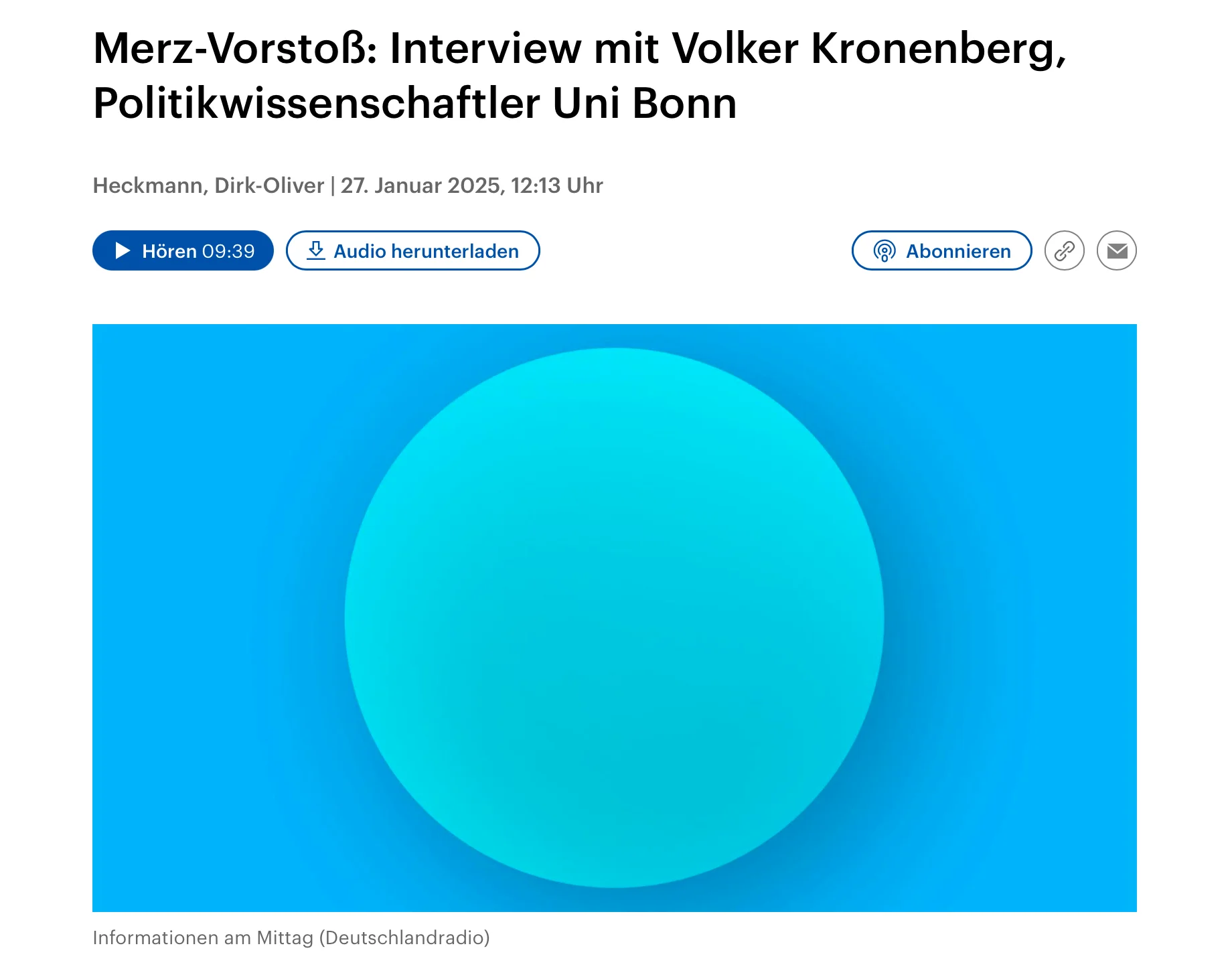 Merz-Vorstoß: Interview mit Volker Kronenberg