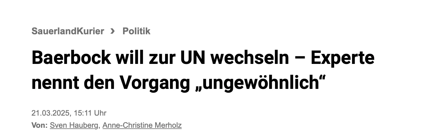 Prof. Dr. Schlie: Baerbocks Wechsel zur UN-Generalversammlung sorgt für Kritik und Überraschung
