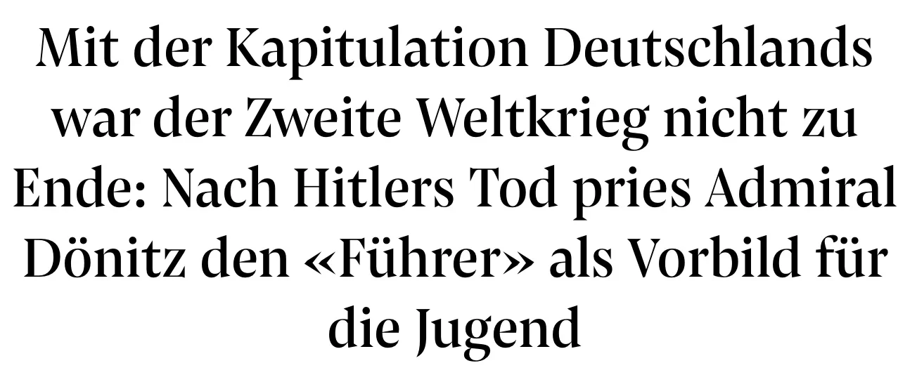 Prof. Dr. Ulrich Schlie zur Kapitulation Deutschlands am 8. Mai 1945 in der Neuen Zürcher Zeitung