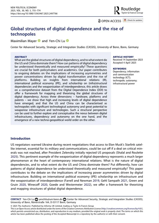 Global structures of digital dependence
