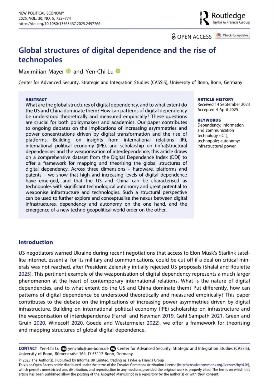Global structures of digital dependence
