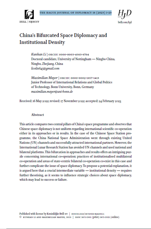 China’s Bifurcated Space Diplomacy and Institutional Density